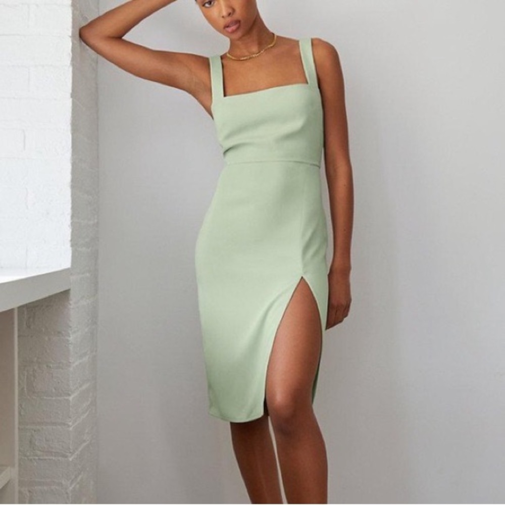 ARITZIA Babaton 90s Slit Dress Sage AQUA ESSENCE  Size 0 EXCELLENT CONDITION